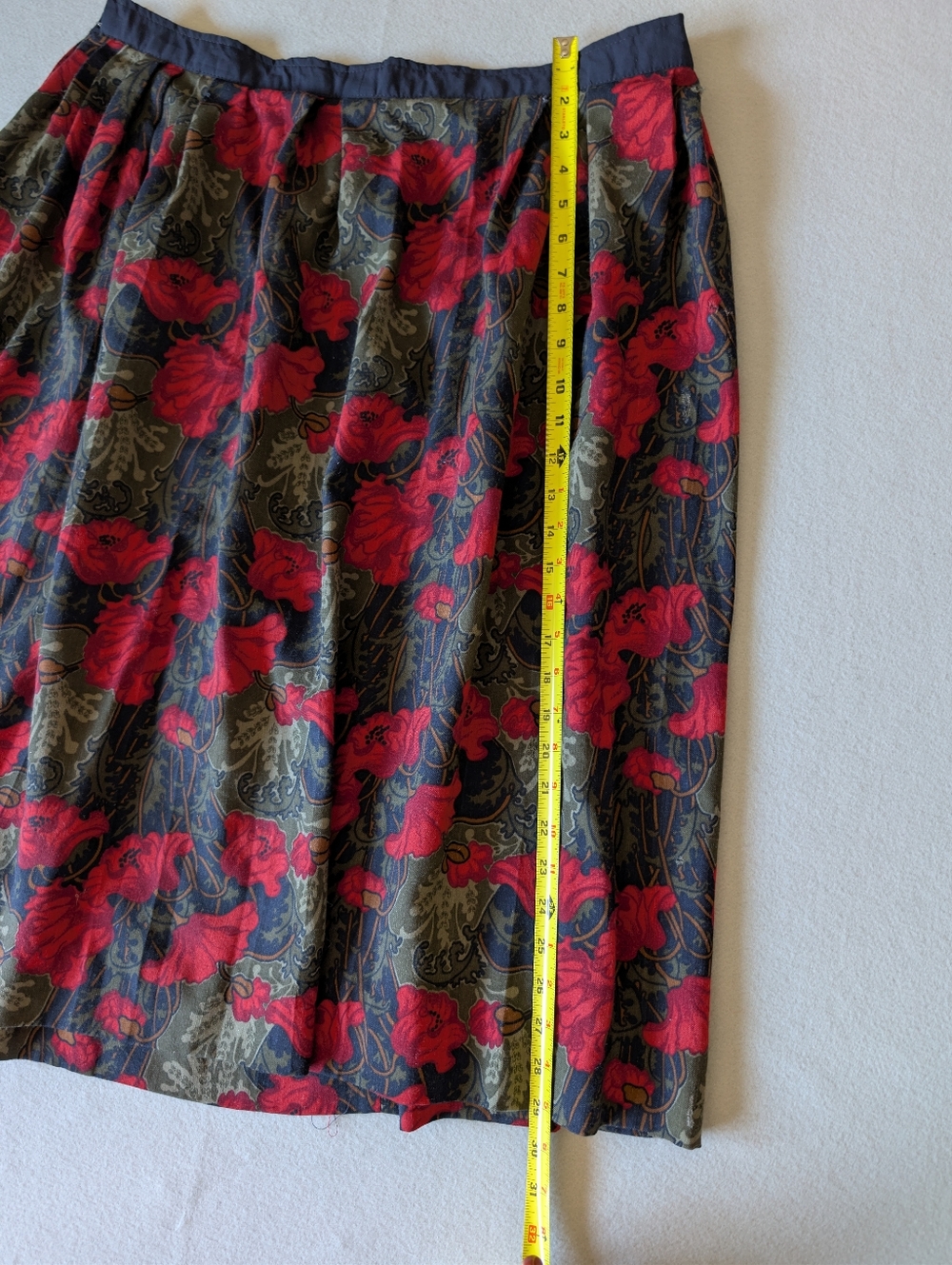 Vintage Poppies Floral Print Midi Circle Skirt Dark Academia Art Nouveau XL 16 image 6